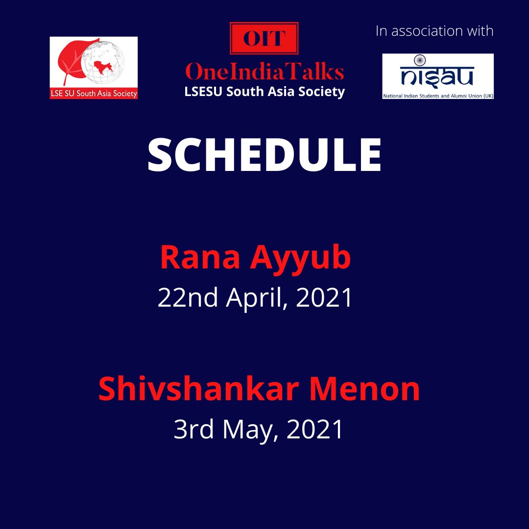 OneIndiaTalks's tweet photo. ⏱Mark your Calendars⏱ It’s time for the OneIndiaTalks. A brand new episode every week. You don’t want to miss this
•
•
•
•
•
#oneindiatalks #realluminaries #speakerseries #keynoteevents #politicalleaders @NISAU_UK @MukulikaB @RanaAyyub @BDUTT @themojostory @pushpampc13 https://t.co/j9ILersJjK