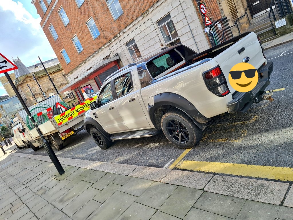DACQUACHEF's tweet photo. @StagecoachNE can you inform your number 18 bus at 13.35pm parked in John Street that unfortunately I had to park like this to load our truck. I kindly asked if he was ok to pull out of a 3 bus length stop, to which he said no, and had a shocking attitude. https://t.co/R0zo7Hb8Ww