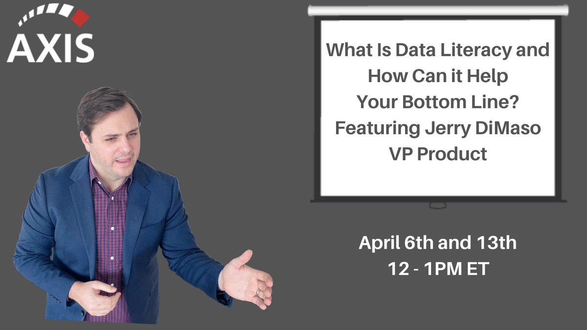 axisgroup's tweet photo. #AxisGroup VP Product @JerryDiMaso will be a panelist on a two-part webinar hosted by the @AboveBoardFL. Don't miss "What Is Data Literacy and How Can it Help Your Bottom Line?" Register here: https://t.co/3TlUzxK32i #DataLiteracy #AnalyticsEnablement https://t.co/OLDpza0QDN