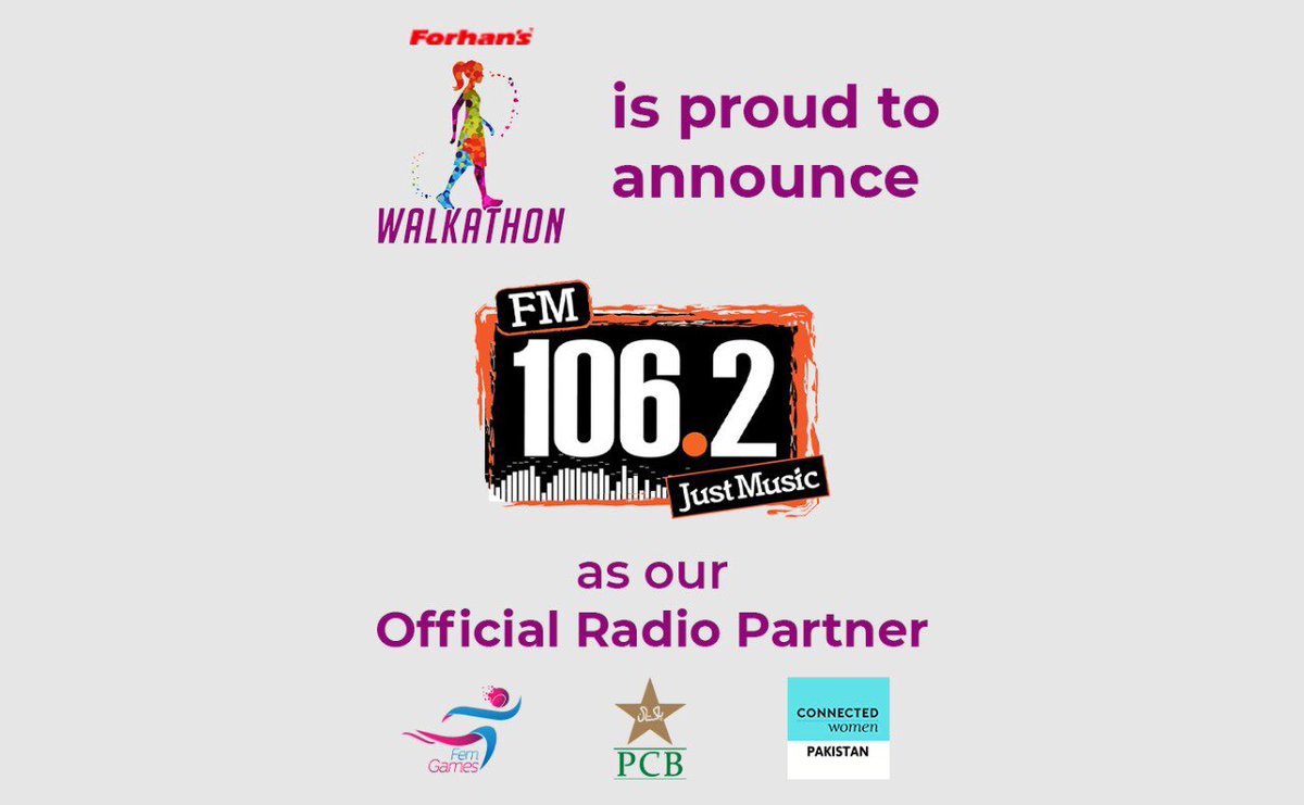 WalkathonP's tweet photo. We are delighted to announce @FM1062, the most heard and followed radio network in Pakistan, as our official radio partners π€
#Fm1062 #VirtualWalkathon #WalkathonPakistan #RadioPartners #HarQadamSehatKiTaraf https://t.co/hiU5EHUXlK