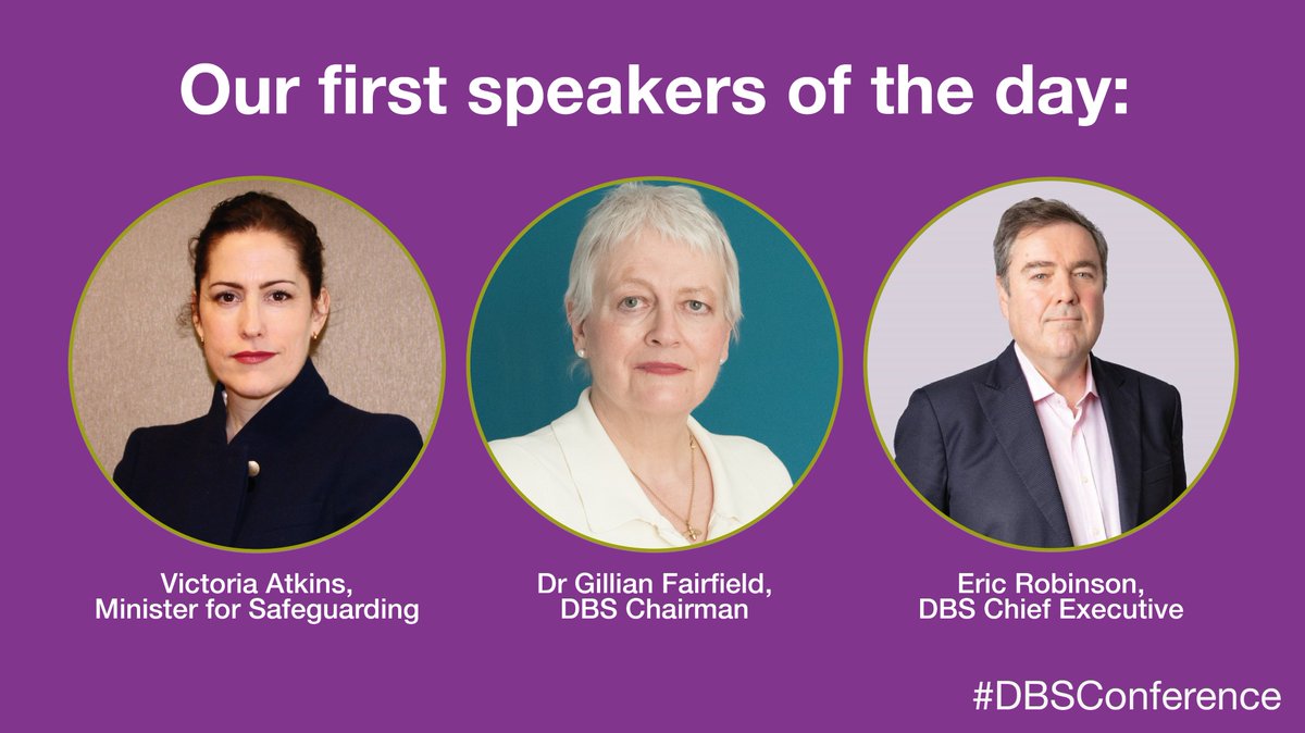 DBSgovuk's tweet photo. Minister for Safeguarding, Victoria Atkins, DBS Chairman, Dr Gillian Fairfield, and DBS CEO, Eric Robinson, have opened the event.
They spoke about the work we do at DBS and the importance of working together to #makerecruitmentsafer.
#DBSConference https://t.co/0oVpp3Q8z4
