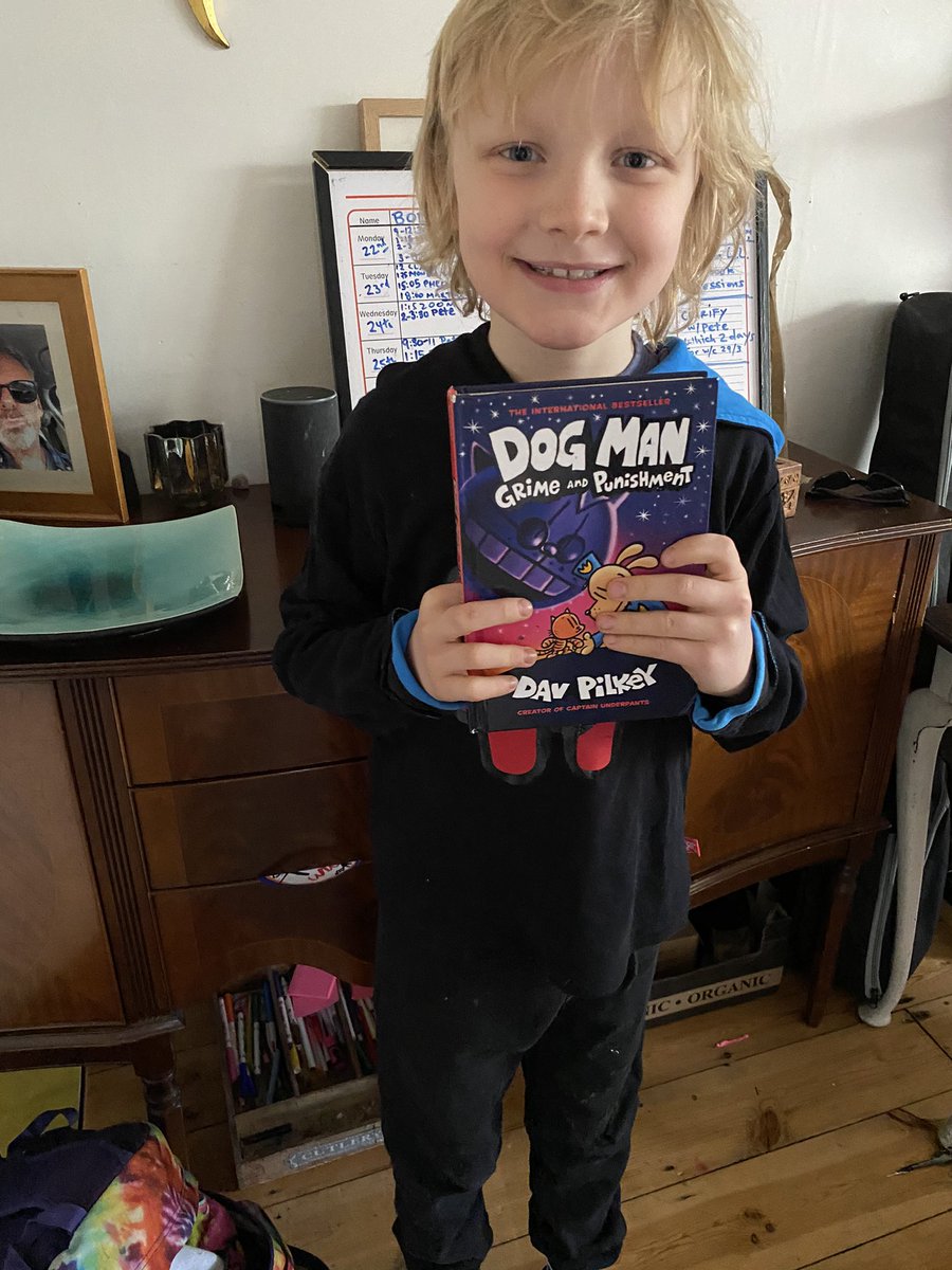 #BBCBiteSizeDaily Bodhi here with one of his favourite books #DogMan by