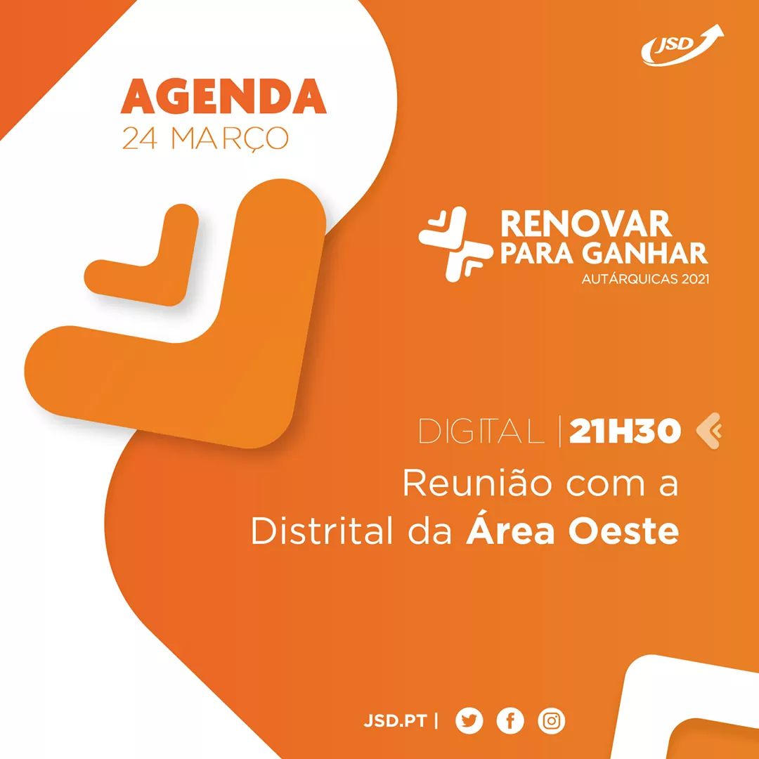 JSDPortugal's tweet photo. 🏛 Autárquicas 2021 - Renovar para Ganhar
A Comissão Política Nacional da Juventude Social Democrata reúne hoje com a JSD Oeste para ouvir a estrutura e preparar as Eleições Autárquicas de 2021.
#JSD #JSDOeste #RenovarParaGanhar https://t.co/GyjI9XruSm