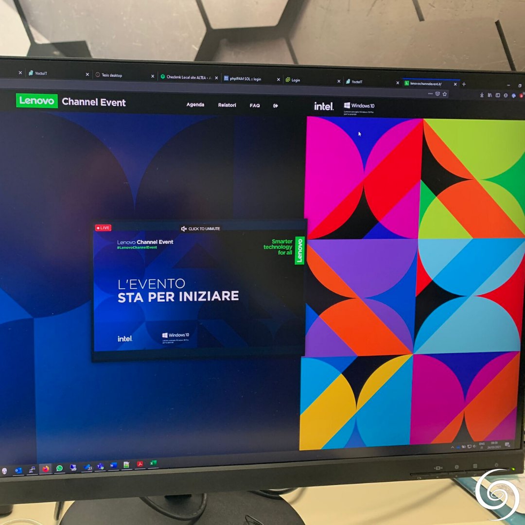 YoctoIT's tweet photo. There is no better way to start a day than with a very interesting webinar and the inspiring colors of @lenovo! #channelevent # windows10proforbusiness https://t.co/mDaeo6BlYQ