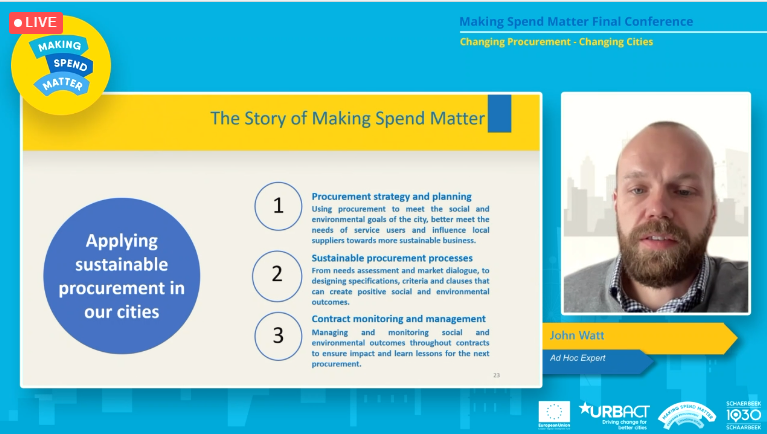 John Watt is now discussing how to apply sustainable procurement with your city.