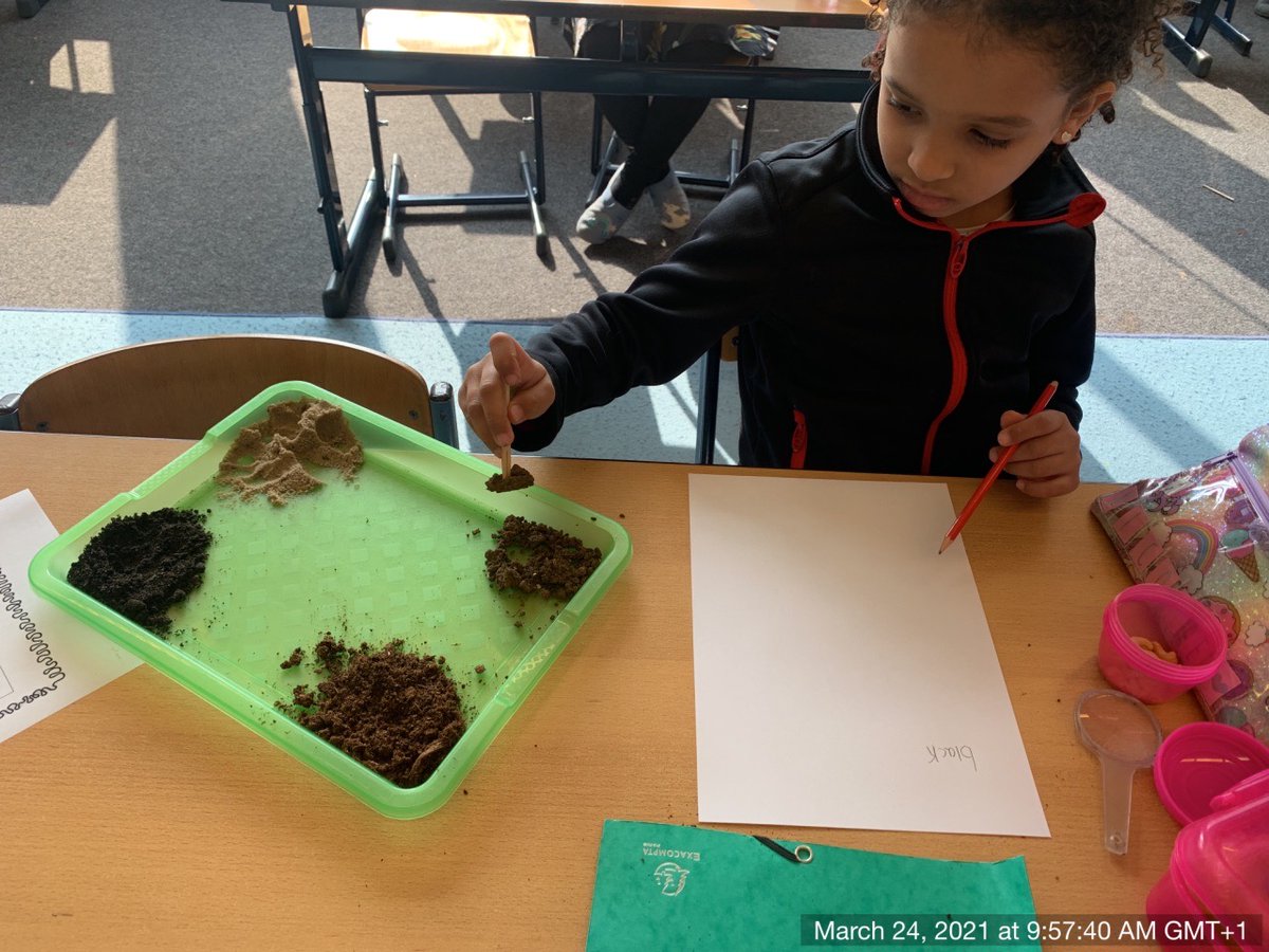AdinJunuzovic's tweet photo. Today we took a much closer look at our soil.  Students investigated the composition of the soil to determine the color, texture, content, and moisture.   
@ISHRLearns @ISHROutdoorEd https://t.co/ZCvU1WXooY