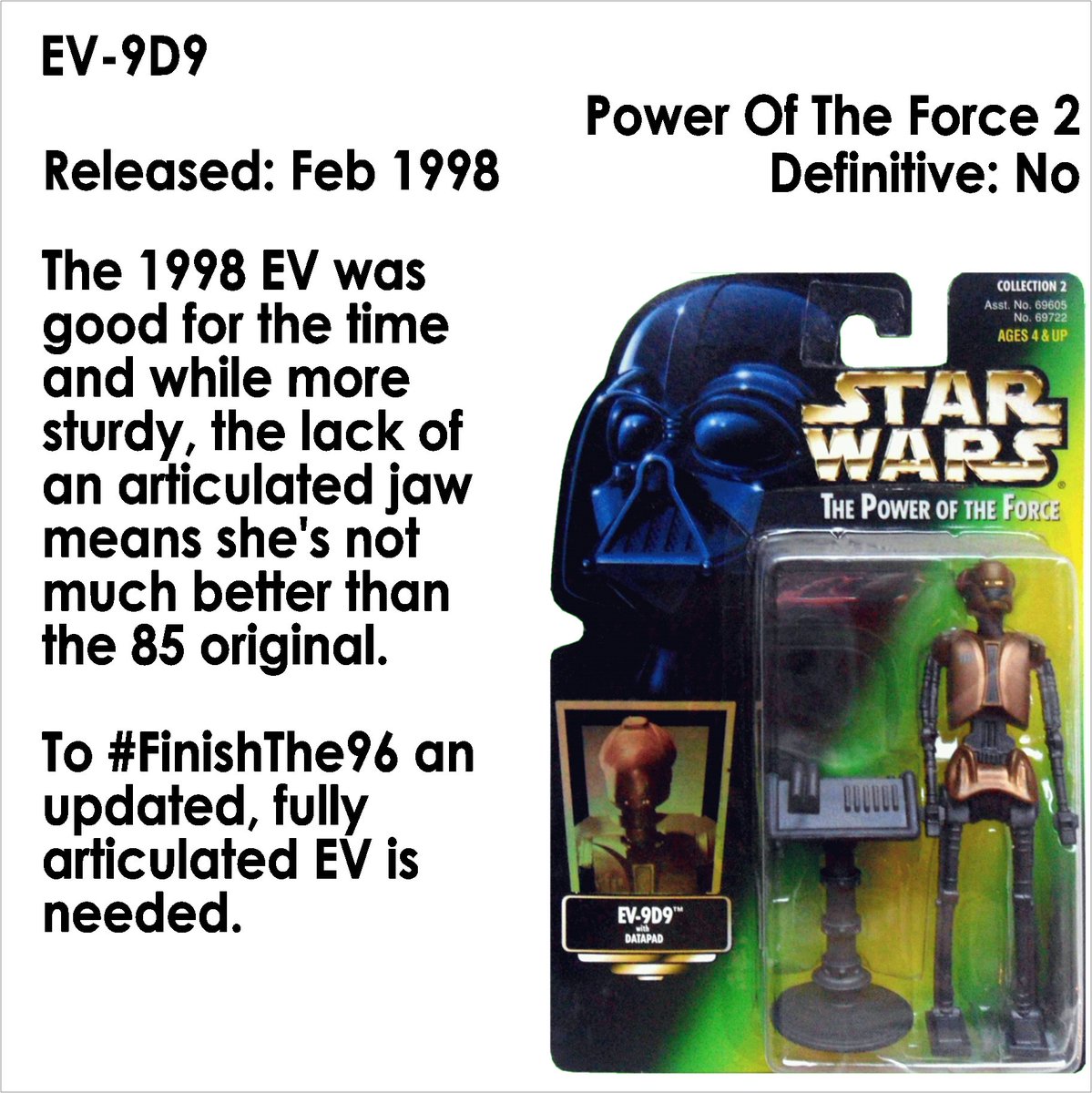 ToysJedi's tweet photo. #ActionFigureOfTheDay #EV9D9 from #PowerOfTheForce2 line. The 1998 EV was good for the time and while more sturdy, the lack of an articulated jaw means she's not much better than the 85 original. To #FinishThe96 an updated, fully articulated EV is needed. #DefinitelyNotDefinitive https://t.co/g4UgFGSGHg
