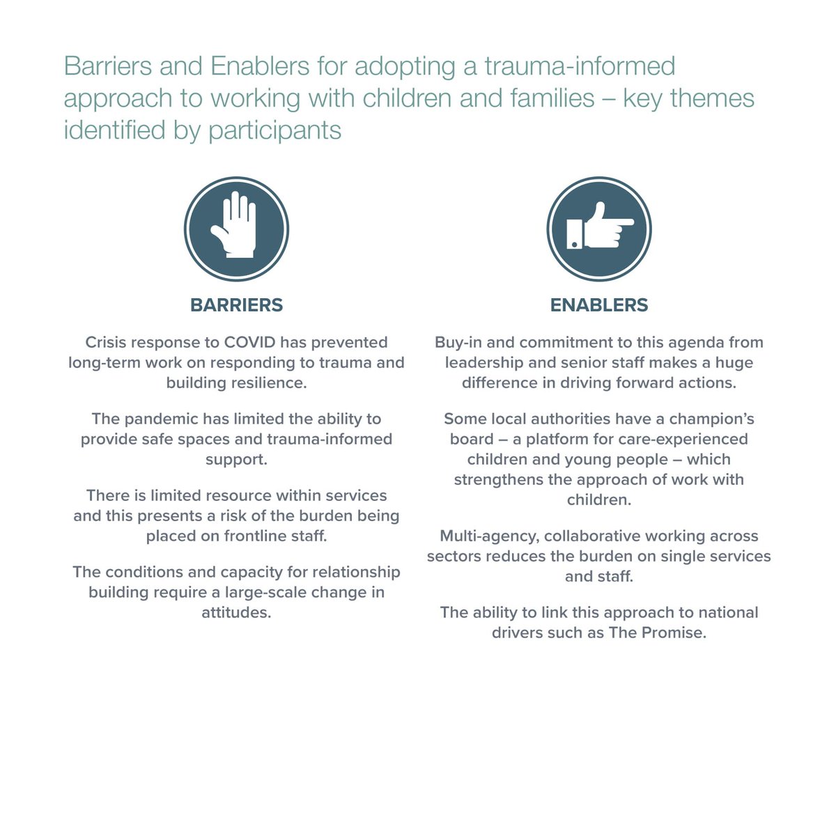 ISProtectPeople's tweet image. Attendees at this event identified barriers and enablers to adopting a trauma-informed approach #traumadeepdive