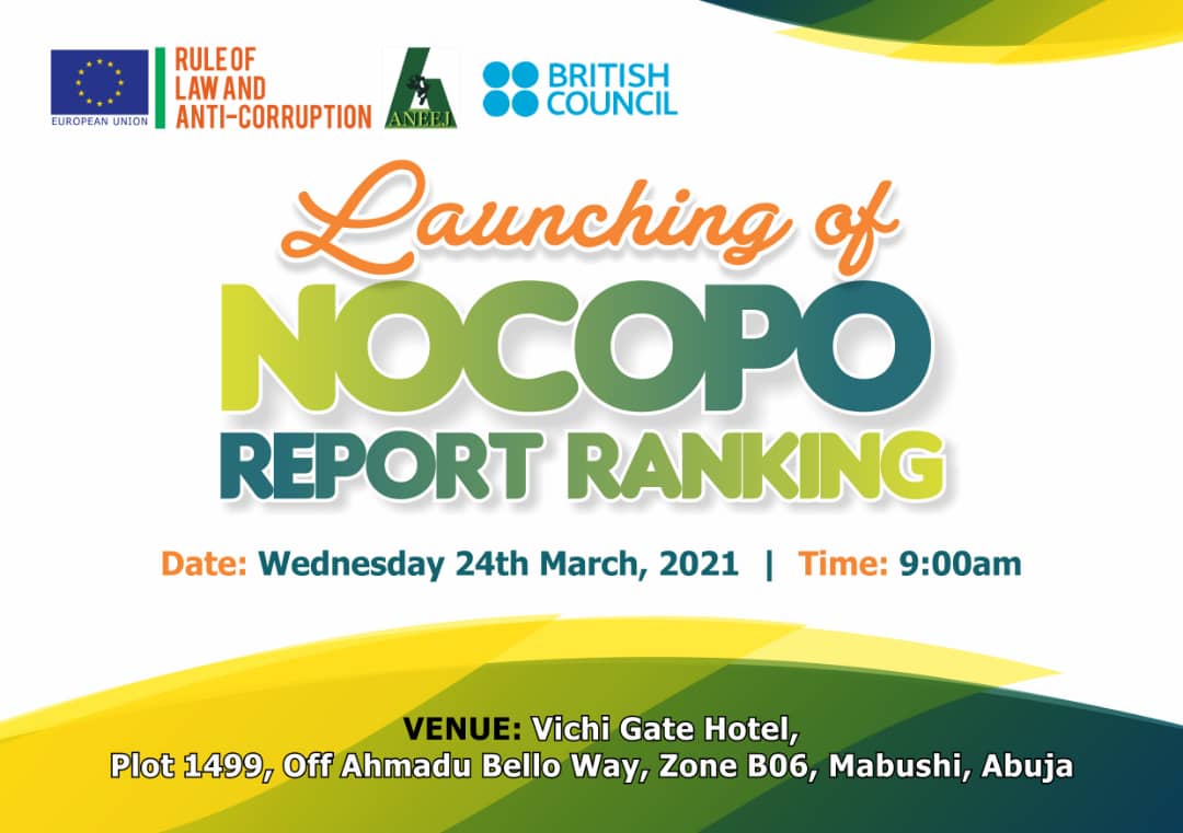 aneejnigeria's tweet photo. #ANEEJCASARNProject This morning in Abuja, the Africa Network for Environment and Economic Justice (ANEEJ) is set to Launch the Open Contracting Portal (NOCOPO) Compliance Report Ranking of MDAs in Nigeria. @ngBritish @EUinNigeria @NGRPresident @ProfOsinbajo @ppmonitorNG @Ugolor https://t.co/dMQGNBSlgR