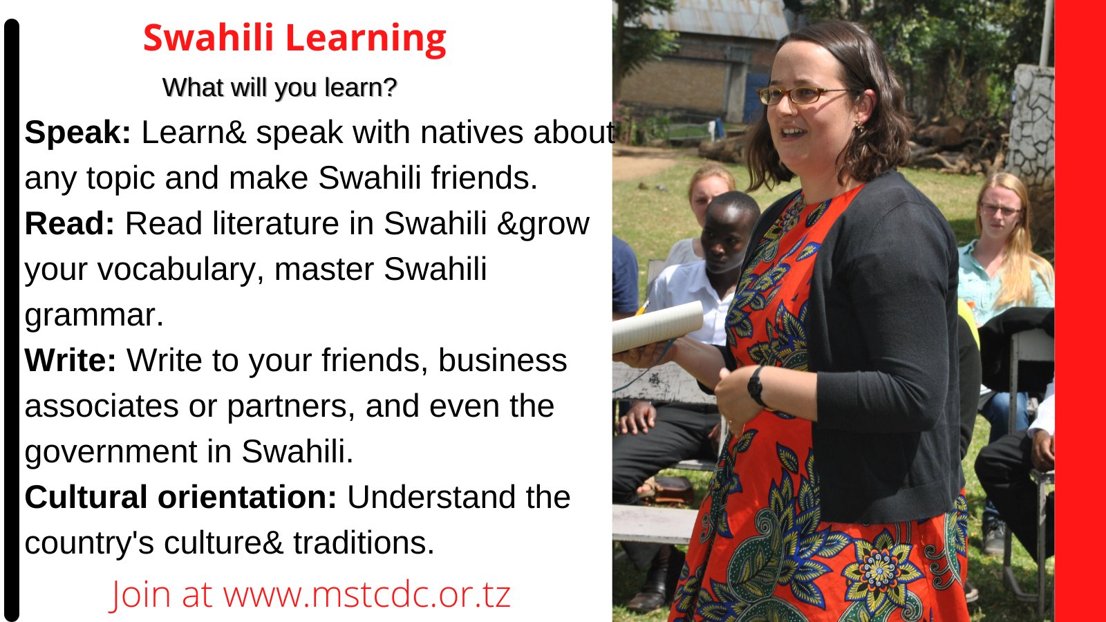 MS TCDC Arusha on X: &ldquo;Join Swahili learning at MS TCDC. The 
