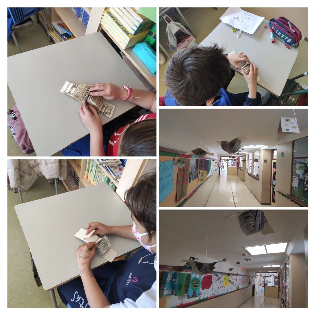 maristassegovia's tweet photo. Semana Cultural 4⁰ primaria. Damos vida a libros abandonados con la entrada al aula de María Moreno, una de las autoras de la exposición "El corazón de los libros". ¡Gracias María! #MaristasSegovia https://t.co/ciHDAkiZCI