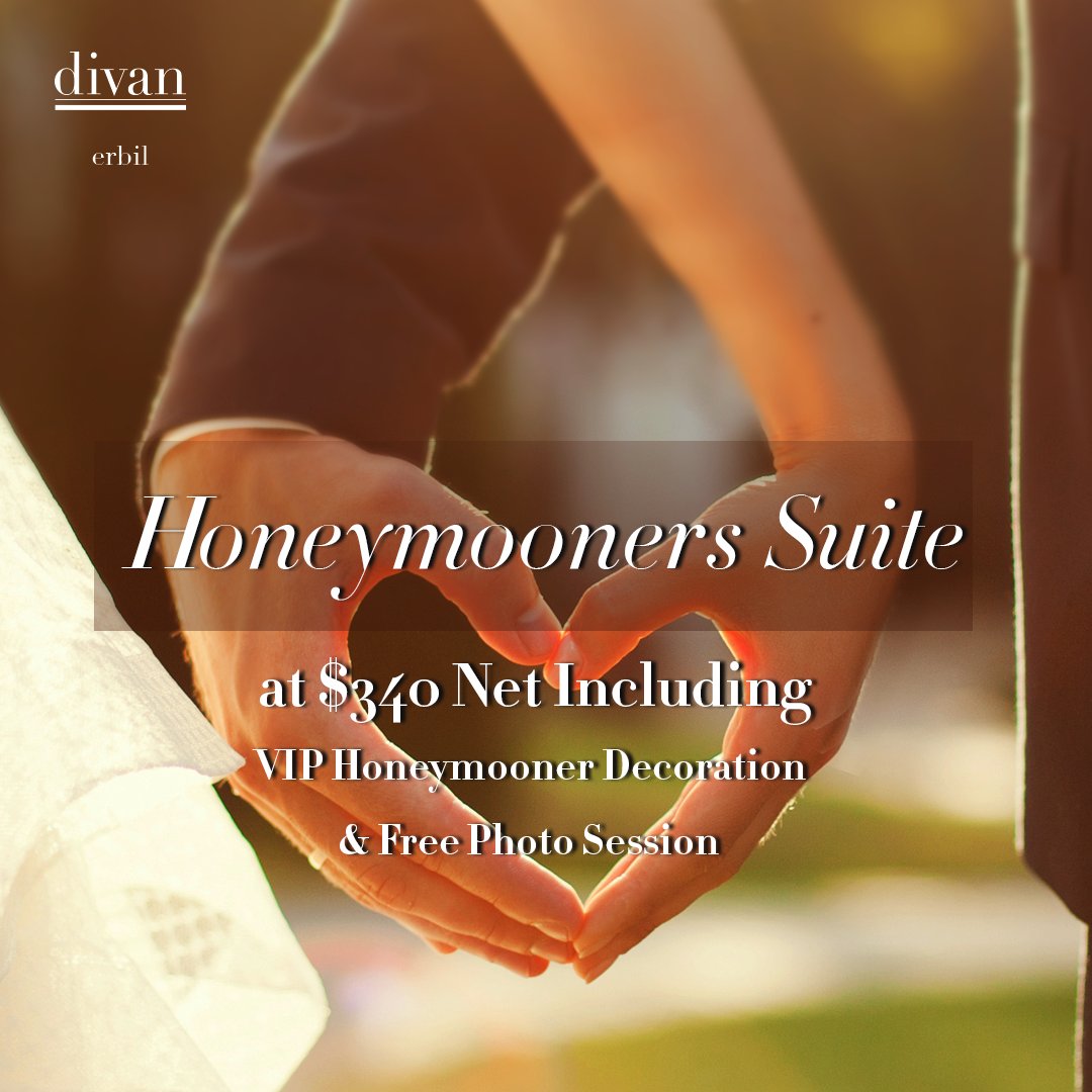 DivanHotelErbil's tweet photo. A fairytale honeymoon experience is waiting for you at Divan.
چیرۆكی ئەزموونكردنی مانگی هەنگوینی لە چاوەڕوانی ئێوەیە لە دیڤان.
#Divan #Hotel #Erbil #Hawler #HoneyMoon https://t.co/KJRDOHbKCT
