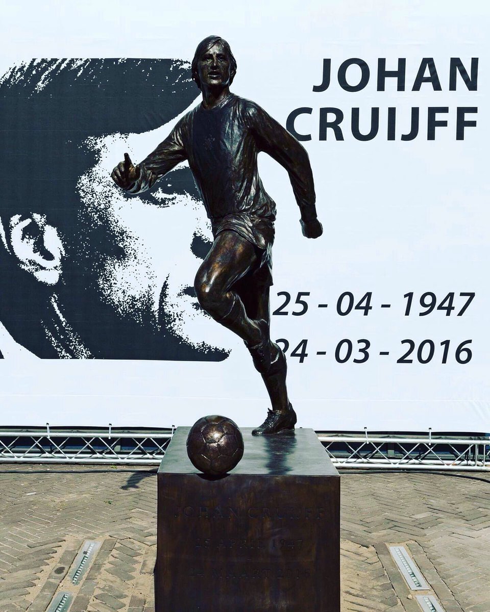 manstandbeeld's tweet photo. Vandaag is het exact 5 jaar geleden dat Johan Cruijff overleed. Dankzij de bijdrage van alle Ajax supporters staat er nu een standbeeld van Johan als blijvende herinnering. #cruijff #cruyff #vooraltijdnr14 #standbeeldcruijff #dezemanverdienteenstandbeeld #ajax https://t.co/dxJ1lNvHvf