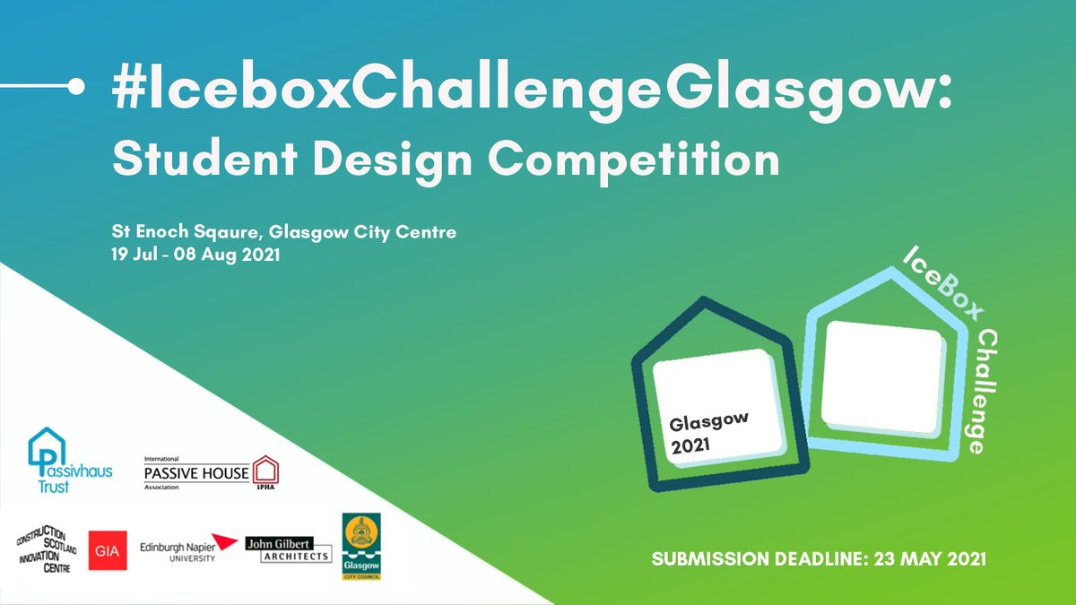 PassivhausTrust's tweet photo. We seek student designs for the #IceBoxChallengeGlasgow Great prizes to win! https://t.co/m8heRBUfry
#Passivhaus #PassiveHouse #PHTstudents #COP26 #EfficiencyFirst #WednesdayWisdom #ArchitectsDeclare #ClimateAction @the_iPHA @GlasgowCC @CScotIC @EdinburghNapier @johngilbertarch https://t.co/YBx2RjWGrk