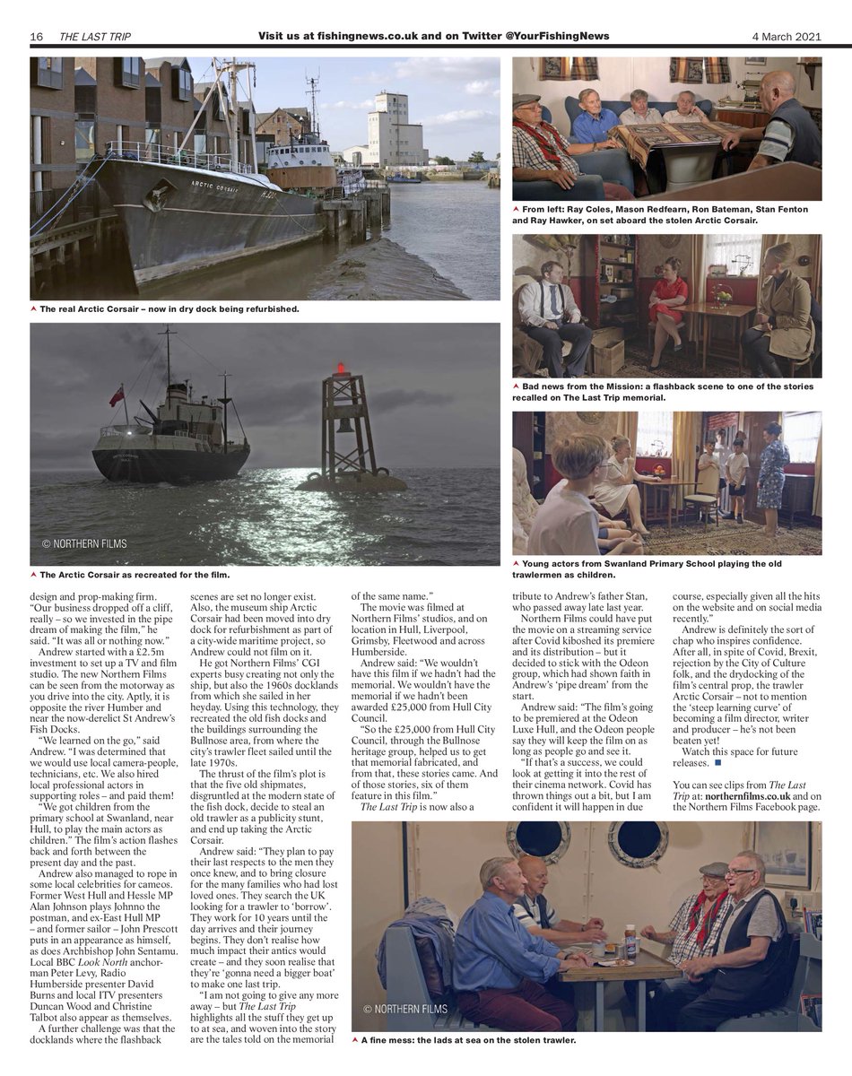 brianlavery59's tweet photo. My feature in @YourFishingNews on new Hull Brit-flick #TheLastTrip from #NorthernFilms - tells how trawlerman's son&businessman #AndrewFenton became an "accidental movie mogul" & 5 ex-fishermen landed roles first meant for UK stars! Cameos for @peter_levy @bbcburnsy @johnprescott https://t.co/BAcXTEunGk