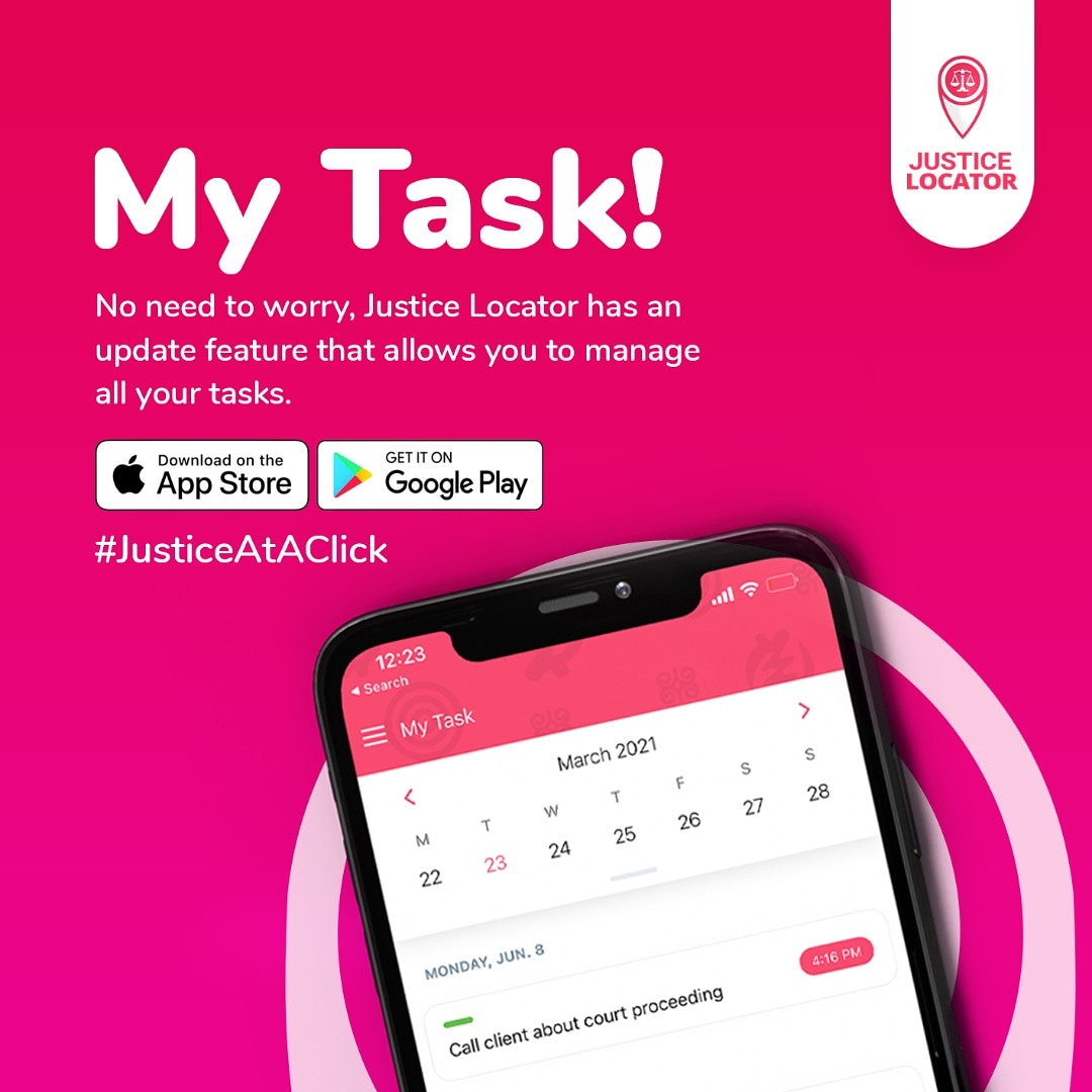 JusticeLocator's tweet image. You can plan your tasks using Justice Locator
#mytask
#justicelocator 
#JusticeAtAClick