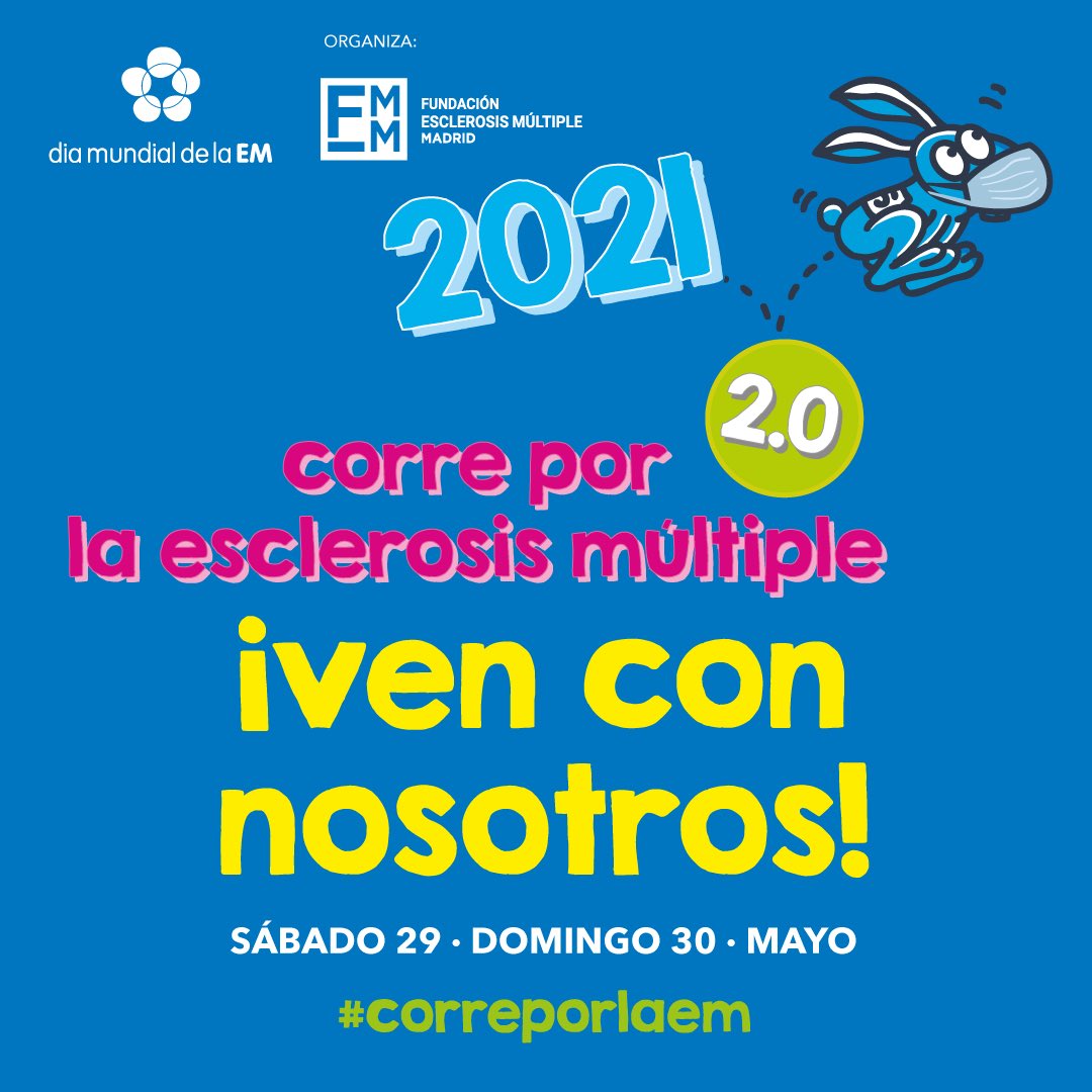 FundacionEMM's tweet photo. 📢 Inscripciones abiertas 🔛 para la ✌️ edición virtual 🤳de #CorreporlaEM🏃🏃‍♀️
Únete los días 2⃣9⃣ y 3⃣0⃣ de mayo desde cualquier lugar a nuestra #carrera solidaria  🔝por el #DiaMundialEsclerosisMultiple ¡Ven con nosotros⚡️! 
https://t.co/Y79GMgcvC2 https://t.co/io1ZsiJvTc