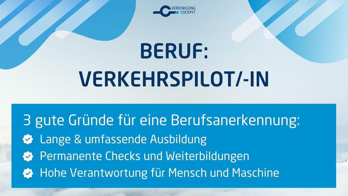 vcockpit's tweet image. Let's make it happen! 🔜 Für die staatliche Anerkennung unseres Berufs Verkehrspilot/Verkehrspilotin. ✈️👩🏼‍✈️✈️🧑🏽‍✈️✈️