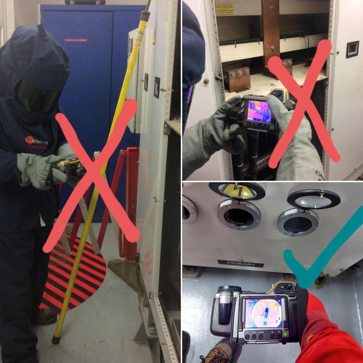 GeoThermLtd's tweet image. Make electrical Thermographic Surveys safer, instead of using arc flash suits install IR windows. Call for details @GeoThermLtd #irwindows #thermography #thermalimaging #arcflash #safesystemofwork