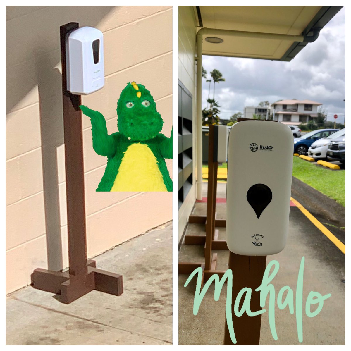 PrincipalArbles's tweet photo. Thank you to ⁦@honokaaELEM⁩ and Principal Souza for sharing some “Dragon Ingenuity”...you know you rock when a stand costs $170 and you get the job done with a 2x4, a couple of screws, and some DOE paint for like $7...Yessah! 💡 https://t.co/KeKfmIgGqB