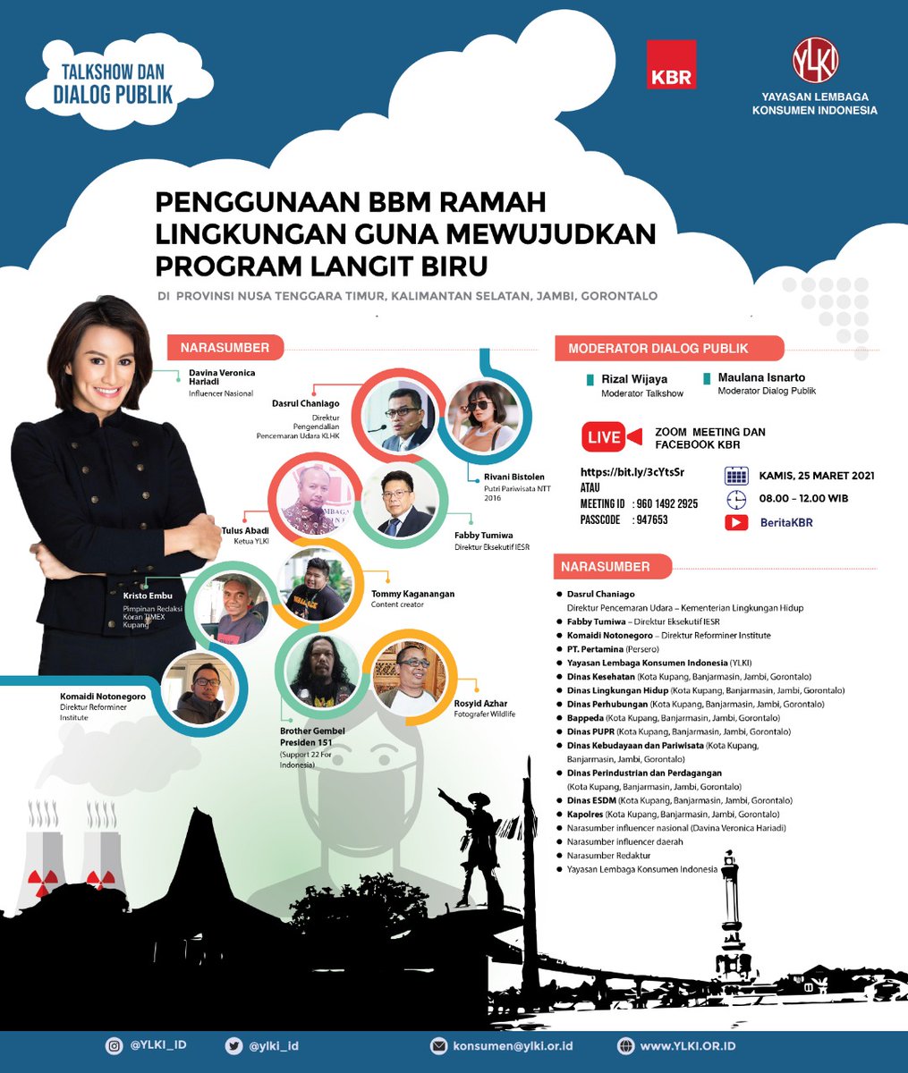 beritaKBR's tweet photo. Program langit biru dan persoalan BBM sangat berkaitan. Utk menyukseskan #programlangitbiru perlu diadakan komitmen dan tindakan yang nyata
Apa upaya atasi pencemaran udara di Indonesia? Bgmn mencapai penerapan BBM ramah lingkungan?
BESOK di Webinar kerja sama KBR dan @YLKI_ID https://t.co/Ja6n9Xd8bC