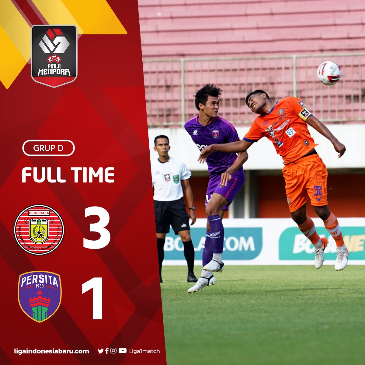 Liga1Match's tweet photo. FULL TIME!

PERSIRAJA Banda Aceh 3 vs 1 PERSITA Tangerang.

#PialaMenpora2021
#DukungDariRumah https://t.co/9nbaDNrDG2