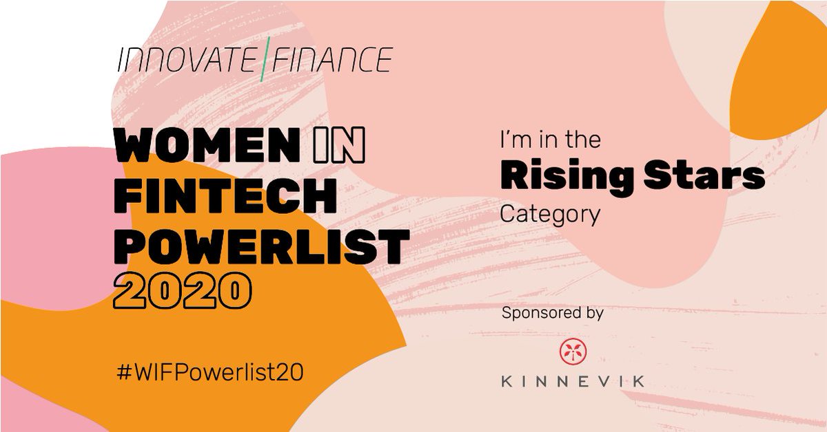 Thrilled to be on the @innfin #WIFPowerlist20

⚡️The Powerlist shines a spotlight on the amazing work of so many fantastic women over the past year and I am honoured to have been included in the ‘Rising Stars’ category

Check the full list: innovatefinance.com/womeninfintech…
