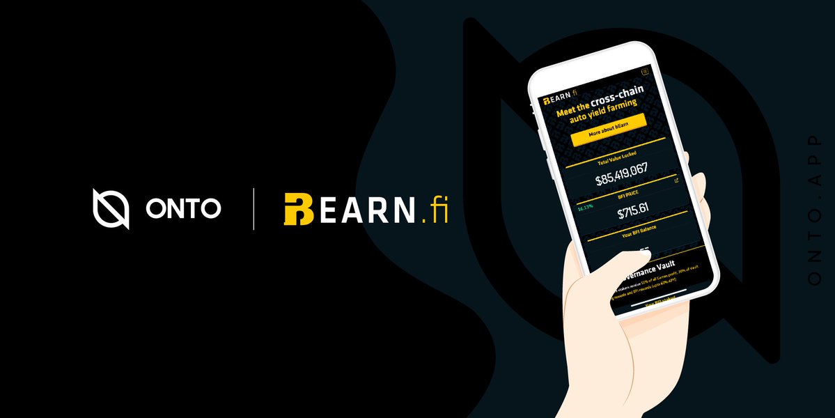 ONTOWallet's tweet photo. As #DeFi gets more and more complex with an array of strategies, why not simplify it with a #cross-chain, auto #yield farming strategy on @BinanceChain #BSC with @BearnFi? π° $BFI
Try the #dApp out under "DISCOVER" in your #ONTOWallet!
Download ONTO: https://t.co/g2xVrFwvwj https://t.co/qHtCVPMOAt