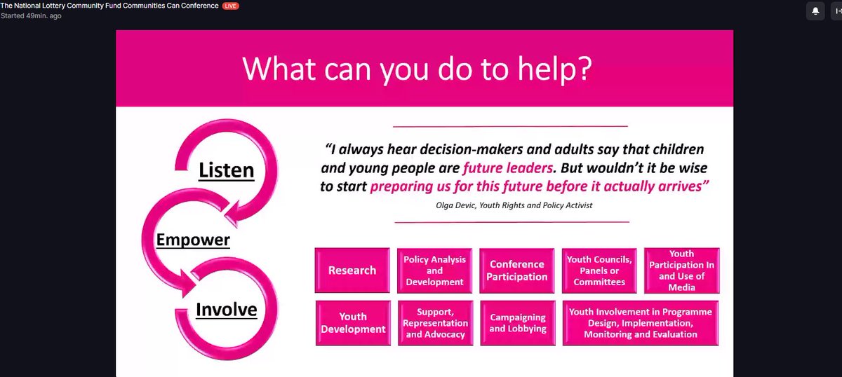 YVH_YouthVoice's tweet photo. #canconfernece #youthvoice and #empowerment
Another superb presentation by #YPIL @TNLComFund ending with this excellent slide / call to action #Canconference @iwill_campaign @dianabarran https://t.co/0hwYfnnLkj