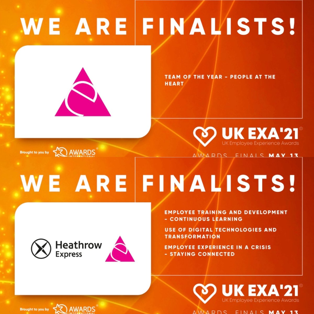 ethosfarmUK's tweet photo. Proud to be recognised after the last twelve months for 4 #exa21 nominations! Three with our amazing partners @HeathrowExpress and one for @ethosfarmUK as Team of the Year #EmployeeExperience #EmployeeAppreciation https://t.co/GcWPTTSWnl