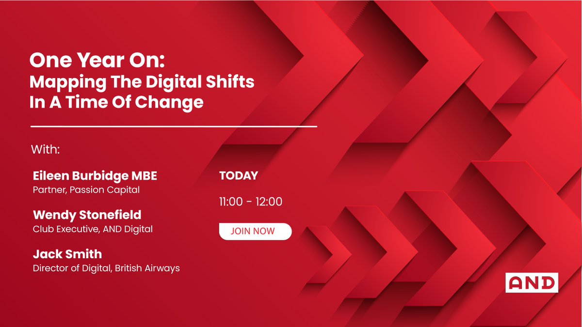 AND_Digital's tweet photo. It’s the final countdown to today’s Red Chair Talk! “Queen of British VC” @eileentso will be sharing her insights on the tech trends emerging from a challenging year, and what businesses should be focusing on in 2021. Join now >> https://t.co/SogRN45a7e

#ANDRedChair #womenintech https://t.co/vdKb7pGqO1