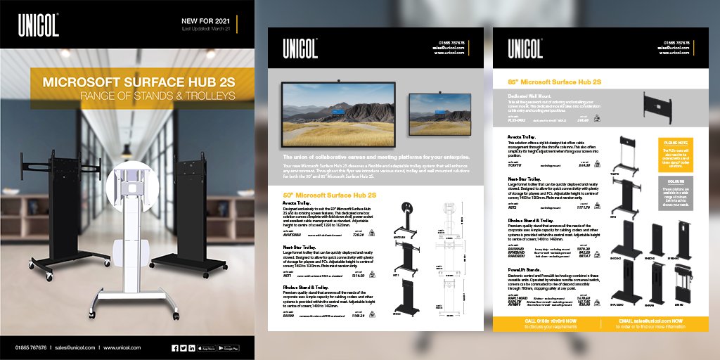 unicolmfg's tweet photo. Your new 85” #MicrosoftSurfaceHub deserves a flexible and adaptable stand/trolley system that will enhance any environment. 

Treat your screen to a choice of up to 8 dedicated solutions inc. PowaLift options! All with rapid turnaround. Find out more;  https://t.co/IFIUbTsmIl https://t.co/fNpW5Ej8C4