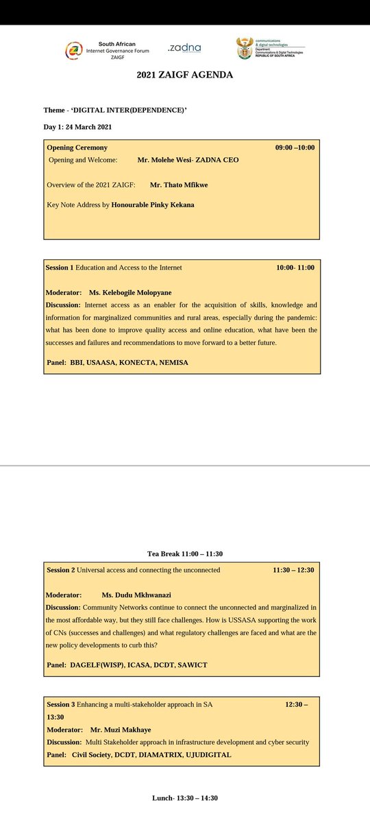 Our Director @DuduMkhwanazi is speaking today at the <a href="/dotZADNA/">.za Regulator</a> IGF webinar on connecting the unconnected as well as Multi stakeholder approach and infrastructure development 😀#ICT #CommunityNetworks #AffordableAccess