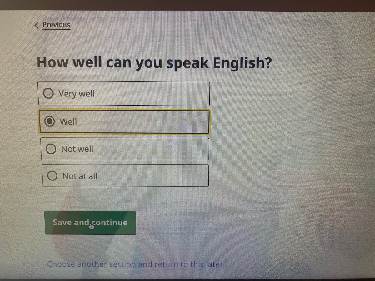 This clearly is a trick question. Claiming to be speaking English ‘very well’ would mark you out as not getting the nuances of English at all. ‘Not too badly’ is what I was looking for.