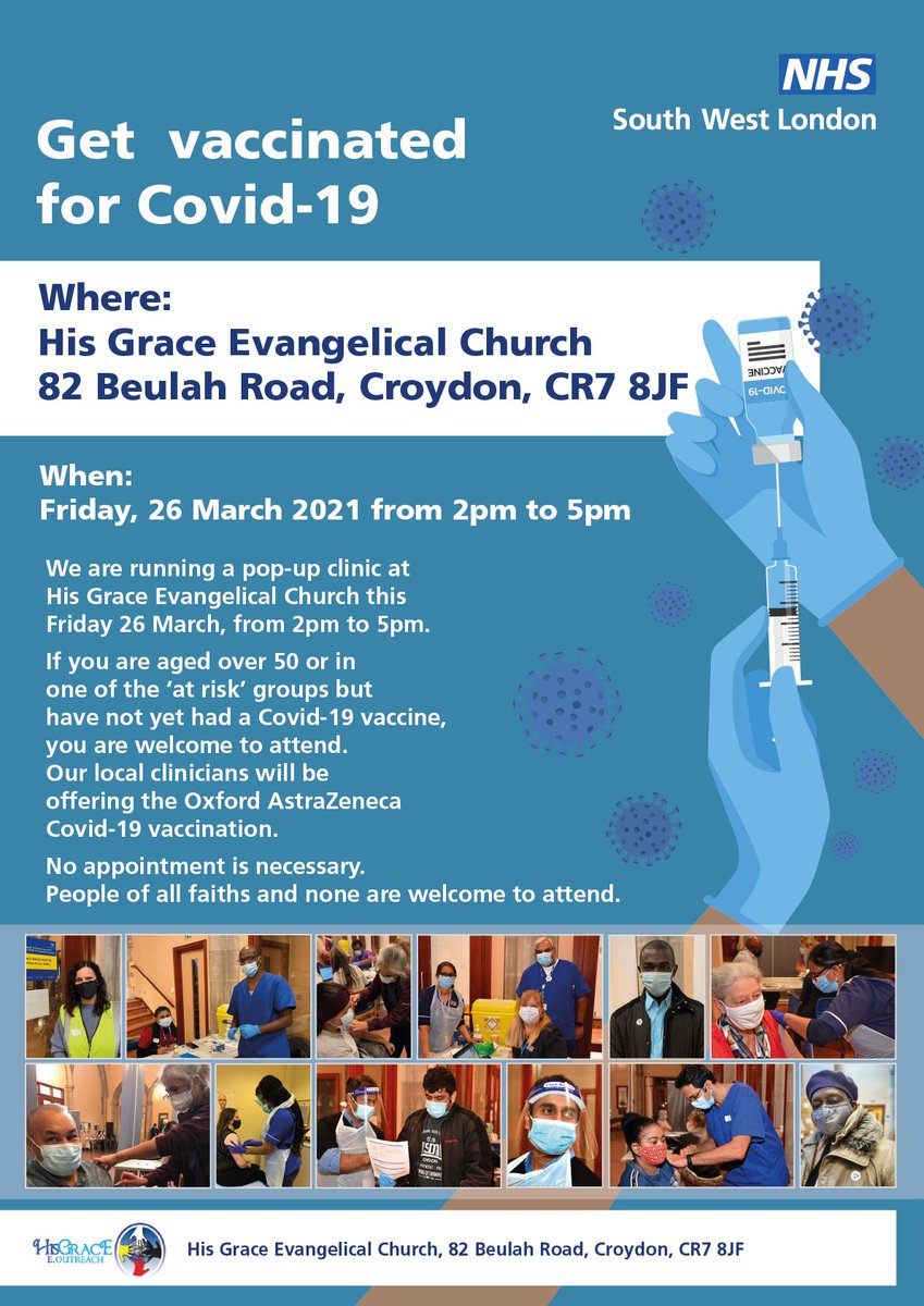 Friday 26-Mar-21 open COVID Vaccine clinic for 50+