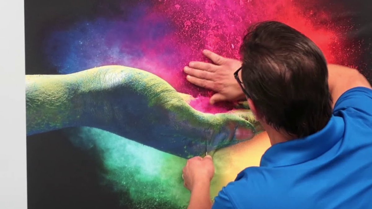 LandorUK's tweet photo. Another helpful video from Walter showing how easy it is to overlap Phototex self-adhesive inkjet fabric for a seamless opaque finish. Phototex is repositionable as many times as you like, with no loss of adhesive and no residue left behind. https://t.co/GT9kFLtDRR https://t.co/r2ovEcA8ji