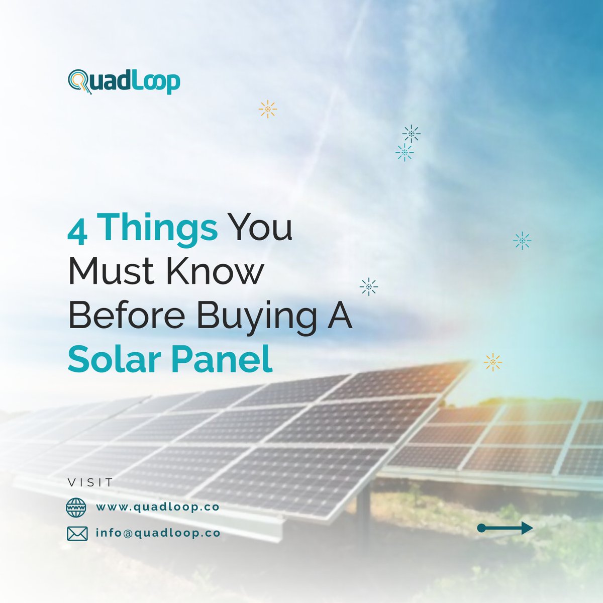 quadloop_create's tweet photo. 4 Things you should consider before buying solar panels
#Reneweable energy products
#solarpanels #solarenergy #quadloop #solarpower https://t.co/YSa7mKmcsy