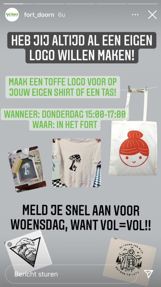 Doe gratis mee met deze workshop voor jongeren @fort_doorn. Morgen al dus meld je snel aan via hun insta of mail gloria.alfred@samenopdeheuvelrug.nl Dan mag je jouw eigen logo maken en zeefdrukken ! #cultuur #jongerenwerk #samenwerking