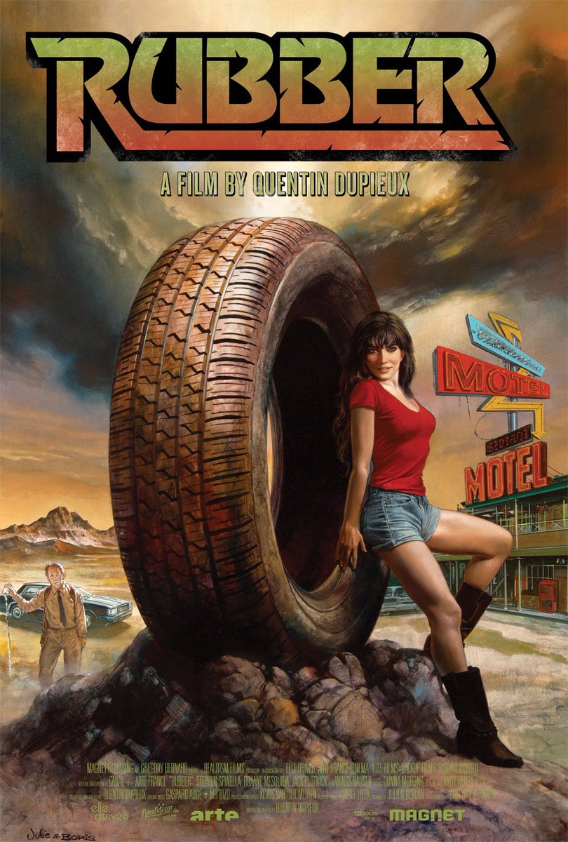 83. RUBBER (2010)If you had told me one of the best movies of 2010 would be about a sentient tire that kills, I wouldn’t have believed you.I would have been wrong.This gore filled horror comedy is honestly genius. Filled with meta commentary and good humor. #Horror365