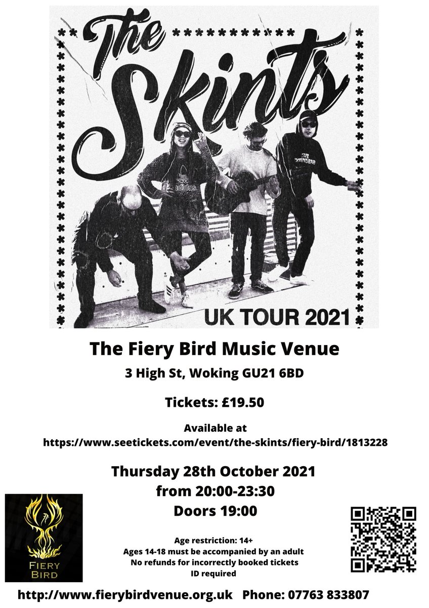 FieryBirdVenue's tweet image. Gig Announcement!
The Skints are headlining at Fiery Bird on 28 October! This band are not to be missed - it is one of the first gigs in our new permanent venue so will be a sell out. Tickets on sale Friday 26 March 2021 10am but you can register now here 
seetickets.com/event/the-skin…