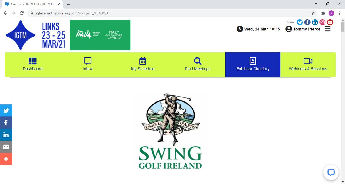 SWINGolfIreland's tweet photo. After a very productive start to @IGTMarket
yesterday we are looking forward to another day of meetings showcasing our wonderful member courses along with all that Ireland has to offer to agents and operators from around the world 🤝🏌️‍♂️🇮🇪 #IGTMLinks @Failte_Ireland https://t.co/nTrDomC076