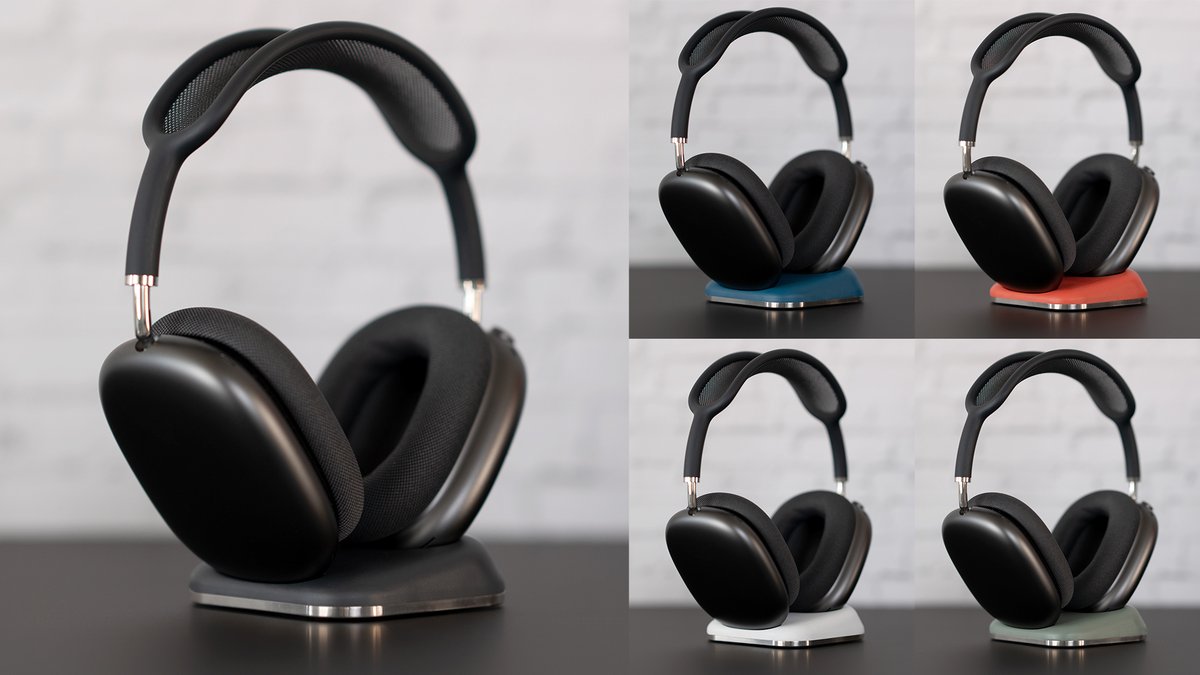 TheMaxStand's tweet photo. This is how your Space Gray AirPods Max look like on the different Max Stand colors. Would you stick with a Space Gray stand or go with another color? Let us know.

https://t.co/MpDAp3rzEc

#themaxstand #airpodsmax #kickstarter #colors https://t.co/Nv1Ipp61N4