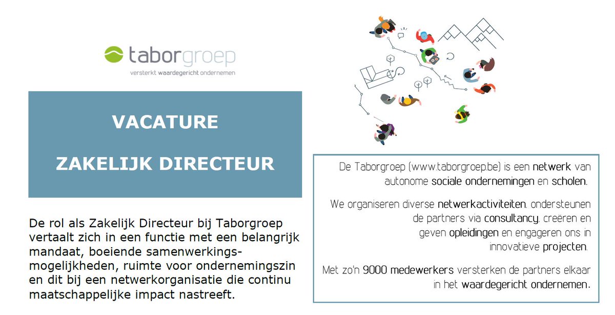Sarah_Vdw's tweet photo. Alert, alert! Er is een bijkomende directiefunctie bij de Taborgroep om het team te versterken. Een uitdagende job met boeiende samenwerkingsmogelijkheden, ruimte voor ondernemingszin en maatschappelijke impact. En een tof team uiteraard. https://t.co/livjFvRqhz #sharingiscaring https://t.co/iyOCD4HXAw