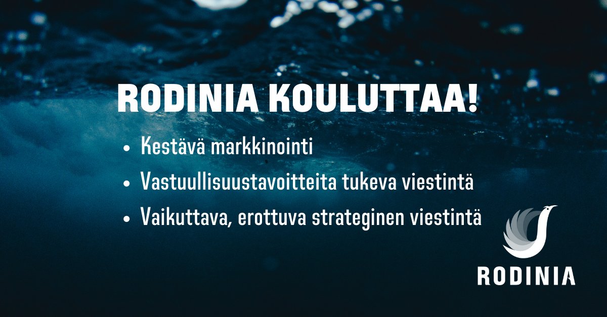 Pureudumme mielellämme yhdessä kanssanne näihin tai muihin juuri teitä kiinnostaviin #vastuullisuusviestintä aiheisiin. Koulutuksen opit kantavat pitkälle! Pistä viestiä info@rodinia.fi, niin sovitaan päivä ☺

#RodiniaCommunication #markkinointi #johtaminen #strategia #viestintä