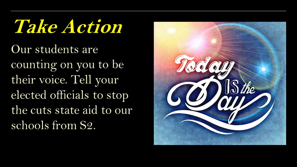 TODAY is THE DAY to take action! We need to demand our end the devastating cuts to state aid caused by S2. Call, tweet, post, or email (actionnetwork.org/letters/our-ch…). <a href="/LenapePride/">Lenape</a> <a href="/ShawneeHSNJ/">Shawnee High School</a> <a href="/Cherokee_HS/">Always_a_Chief</a> <a href="/SenecaFamily/">Seneca High School</a> <a href="/SequoiaLRHSD/">Sequoia Alternative</a> <a href="/TAPLRHSD/">Transition to Adult Program</a> <a href="/BurlCountyEA/">Burlington County EA</a> <a href="/NJEA/">NJEA</a> <a href="/nj_sos/">SOS_NJ</a>