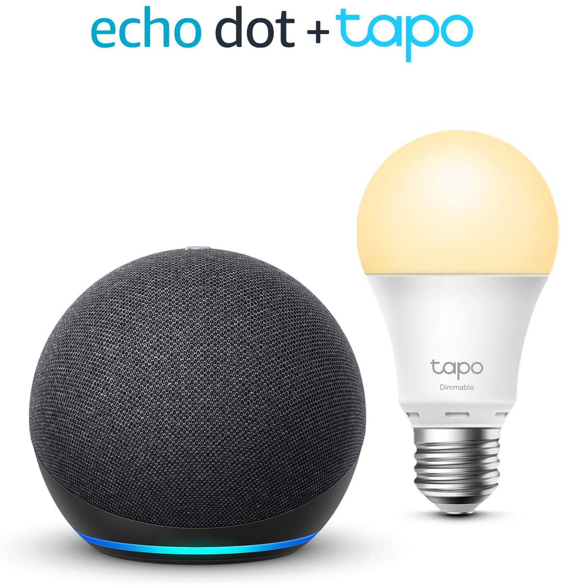 Echo Dot E27 Antracita compatible con Alexa 4.ª generación TP-Link Tapo Bombilla Inteligente 