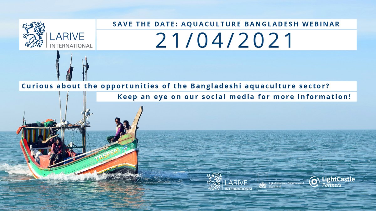 Curious to learn which opportunities the Bangladeshi aquaculture sector offers for your organization?

Save the date: Wednesday 21 April 2021

Upcoming webinar: ‘Opportunities in the aquaculture sector in Bangladesh’

#webinar #savethedate #aquaculture #bangladesh #opportunity