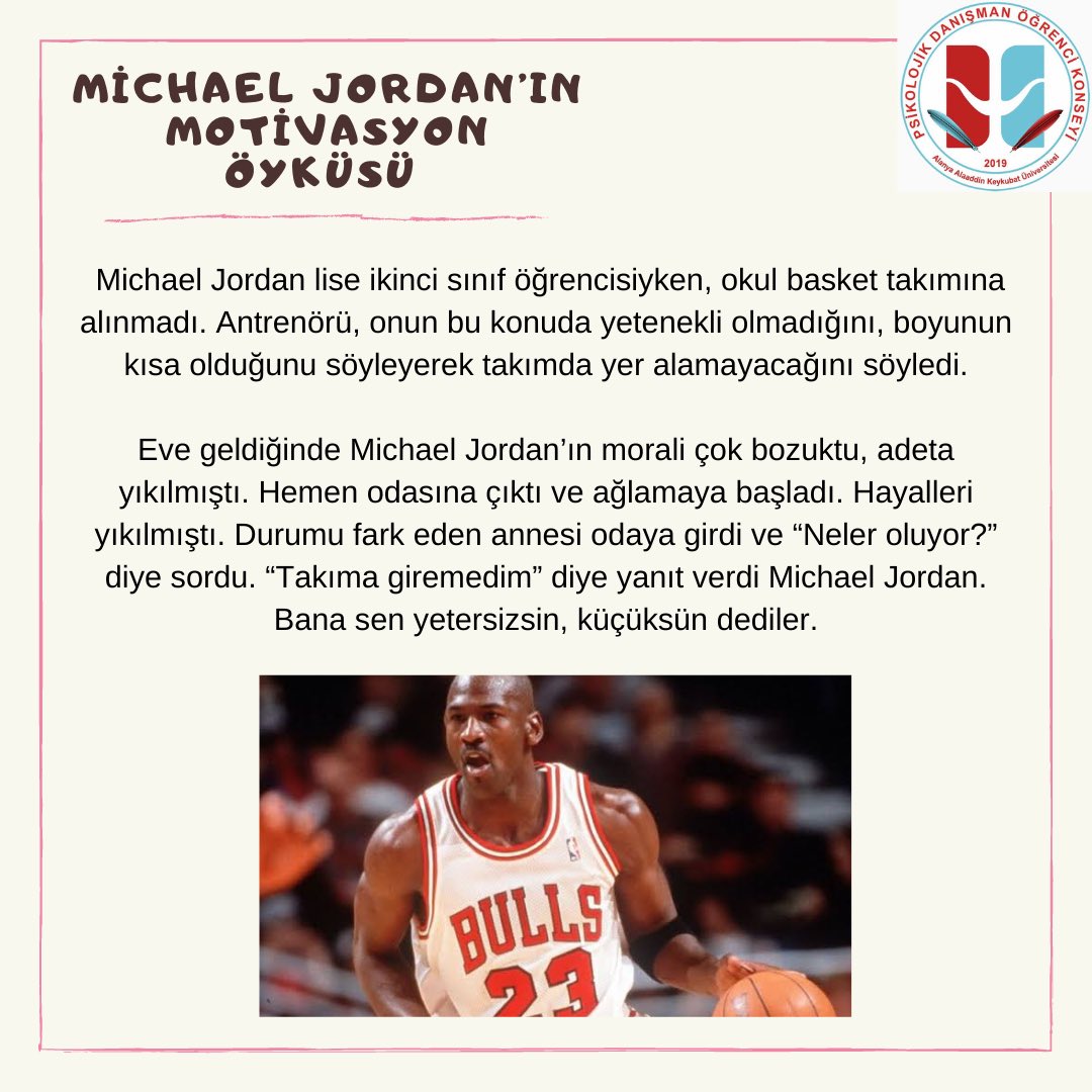 AlkuPdok's tweet photo. Merhaba PDOK ALKÜ ailesi❤️
”Pdok Alkü’den Oku” serimizle karşınızdayız💐Bu serimizin ilk paylaşımında motivasyondan bahsetmek istedik. Ardından Michael Jordan’ın motivasyon öyküsünü sizlerle paylaştık. https://t.co/c2KWJ2mIrc
