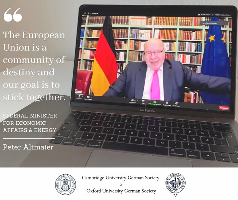 As part of the Beyond Brexit Series im Cooperation with  <a href="/CUGermanSociety/">Cambridge University German Society</a>, we had the pleasure to welcome <a href="/peteraltmaier/">Peter Altmaier</a> current Federal Minister for Economic Affairs and Energy, for an insightful online interview and Q&amp;A! Some impressions from the event: