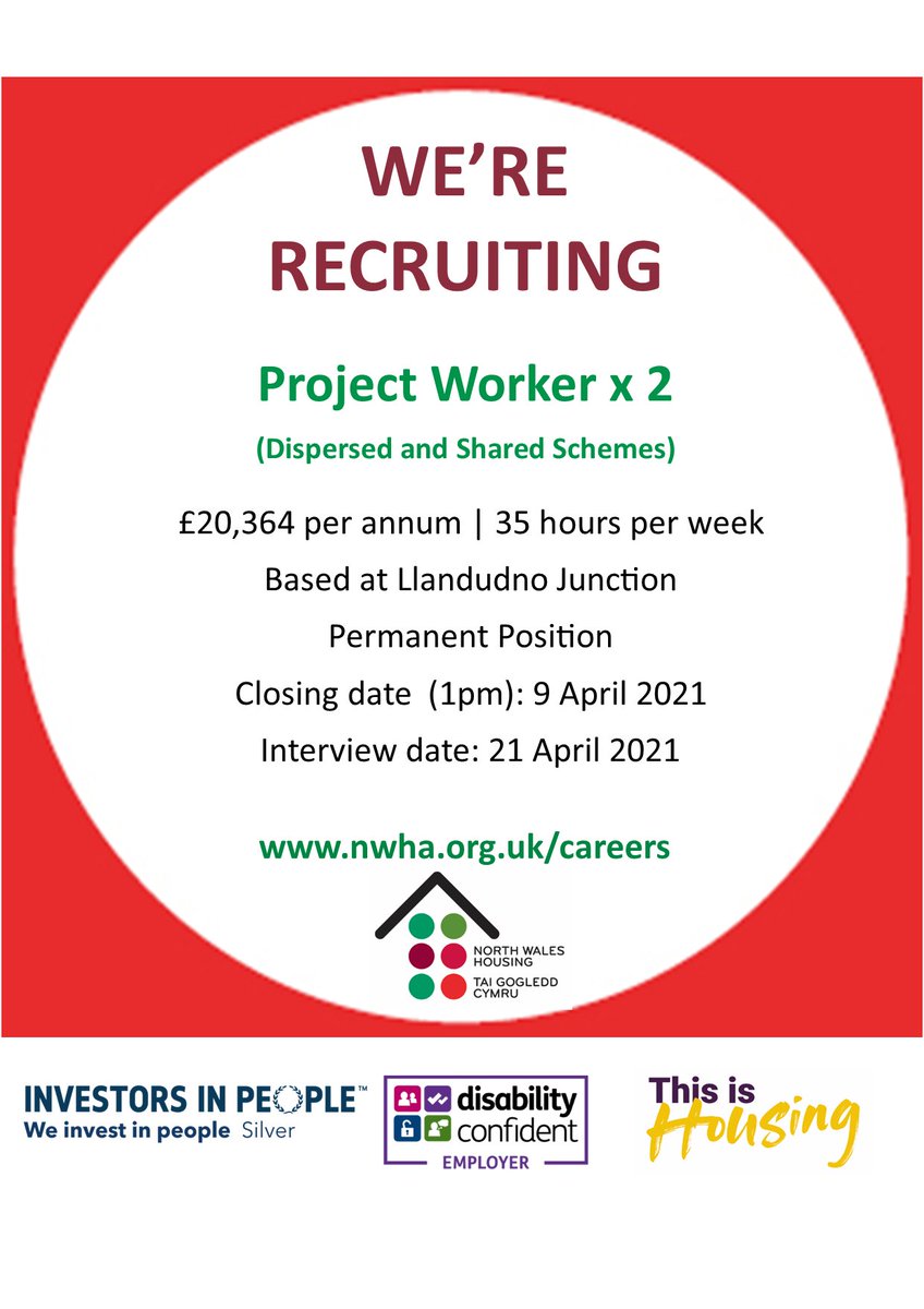 northwalesha's tweet photo. We’re recruiting for 2 Project Workers within our Supported Housing Team; could this be the job for you? Closing date 9th April https://t.co/Jtbk3wxfCg #job #SupportedHousing #HousingJob @ThisisHousing   #ThisisHousing. https://t.co/eMLTvWJORF